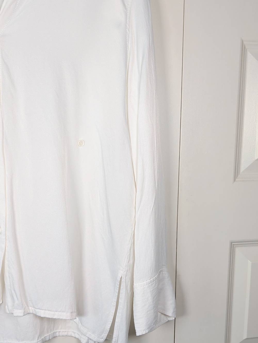 Zara White Button-Up Silk Blouse - Picture 10 of 11